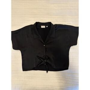 Wilfred Free (Aritzia) S Satin Crop Tie Button Up